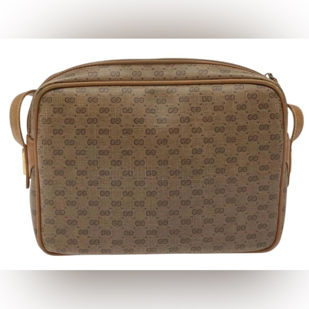Vintage Gucci Micro GG Canvas/ Leather Crossbody/Shoulder Bag in Camel / Tan